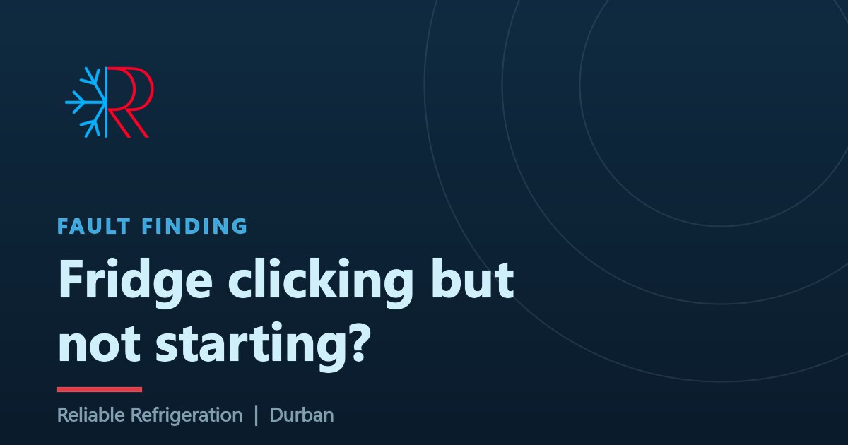 Cover graphic: fridge clicking but not starting